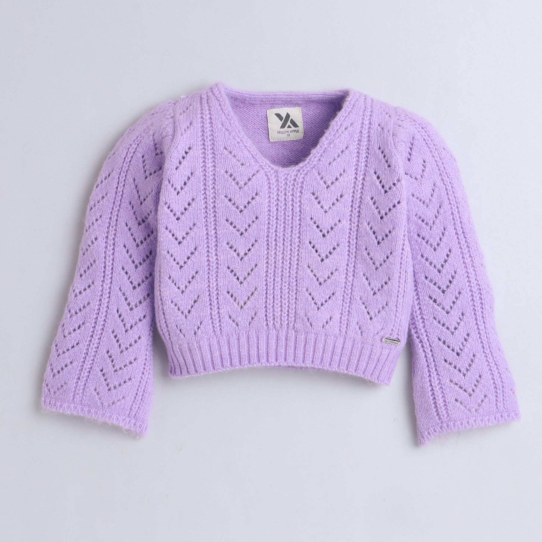 Girls Knitted V-Neck Sweater | Full Sleeve Winter Pullover | Soft Warm Casual Knit Top for Kids