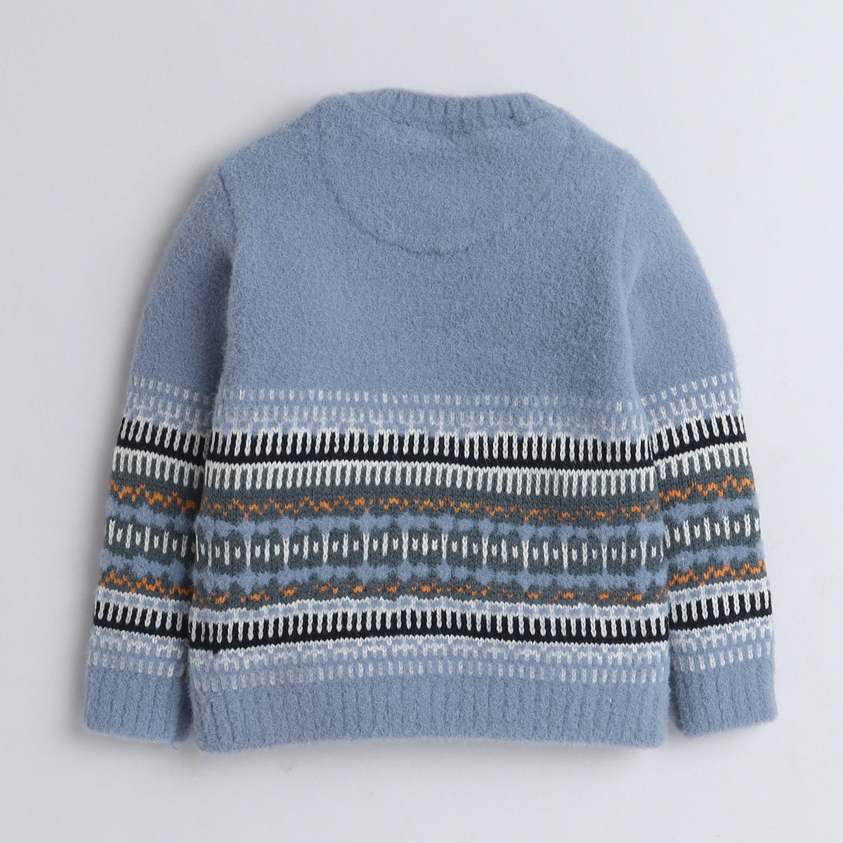 Kids Fair Isle Knitted Sweater | Soft Full Sleeve Winter Pullover with Shoulder Button Detail