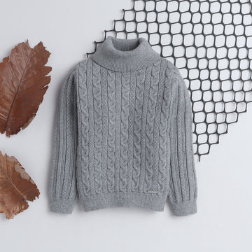 Kids Cable Knit Turtleneck Sweater | Warm Full Sleeve Winter Pullover for Boys & Girls