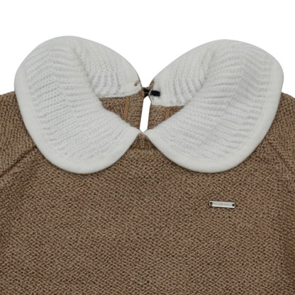 Yellow Aplle Elegant Knit Sweater with Peter Pan Collar – Sweet Style for Little Girls