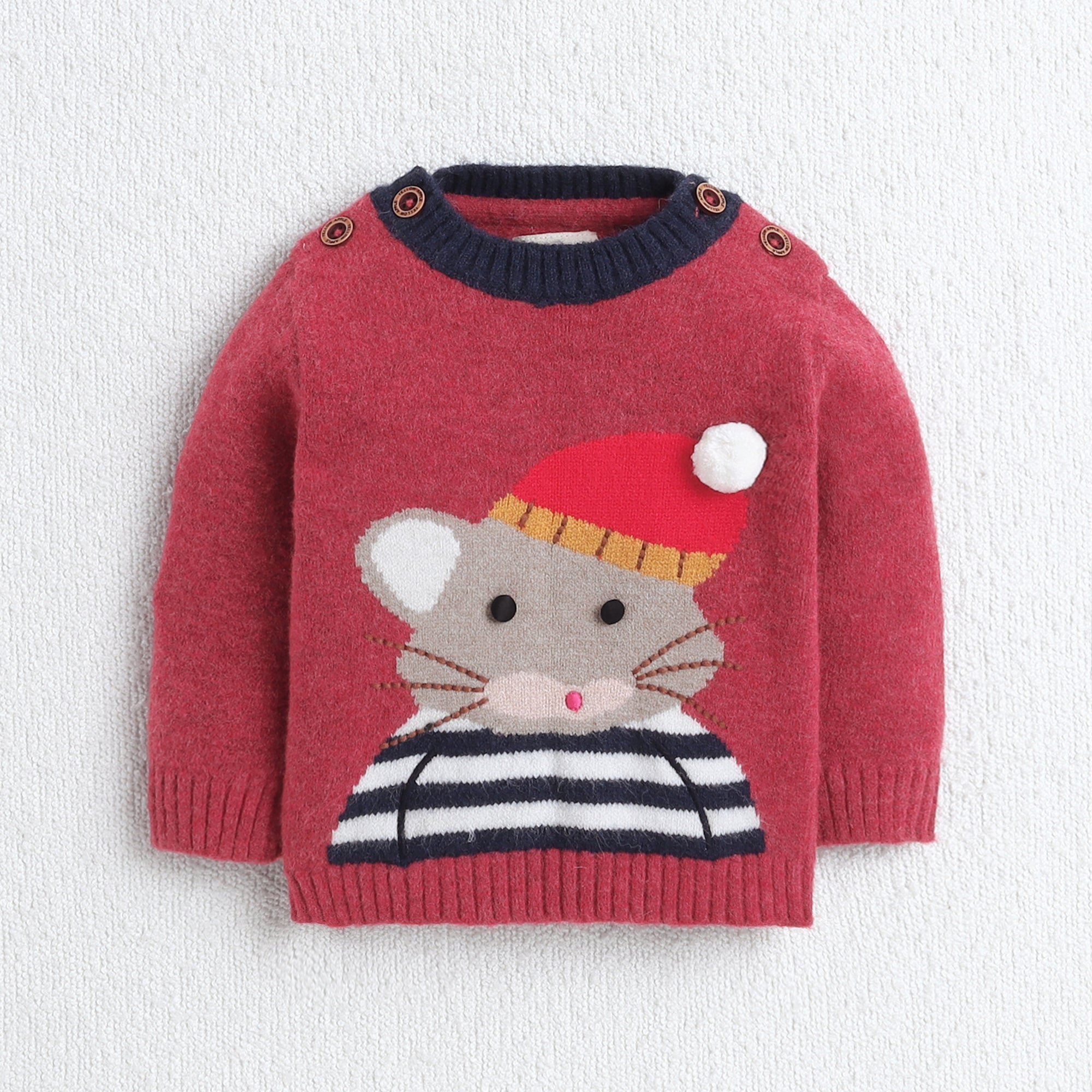 Baby 3-Piece Knit Clothing Set | Soft Warm Animal Embroidered Sweater, Knit Pants & Pom-Pom Beanie | Cozy Winter Outfit for Babies
