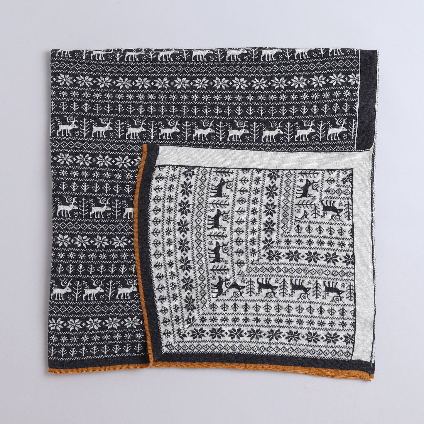 Yellow Apple-Knitted Baby Blanket | Soft Reversible Jacquard Baby Wrap for Newborns