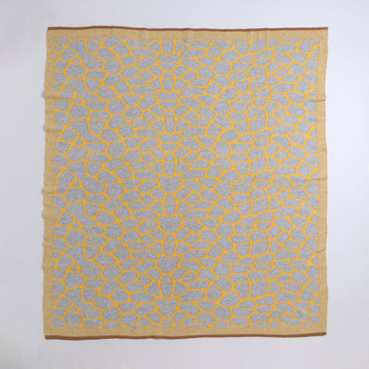 Yellow Apple-Knitted Baby Blanket | Soft Reversible  Baby Wrap for Newborns