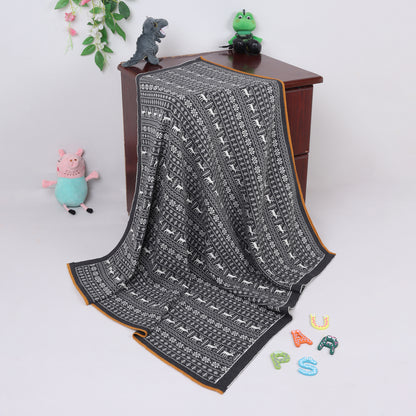 Yellow Apple-Knitted Baby Blanket | Soft Reversible Jacquard Baby Wrap for Newborns