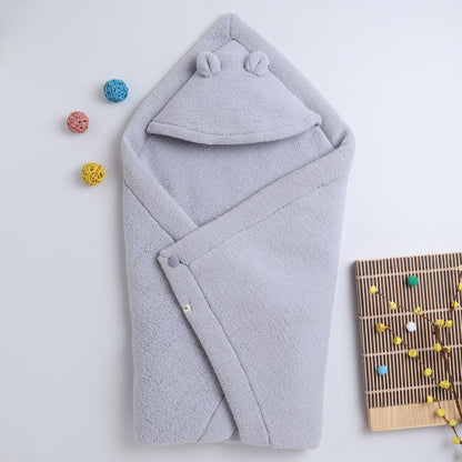 Yellow Apple Plush Baby Hooded Blanket | Ultra Soft Winter Baby Wrap with Ears