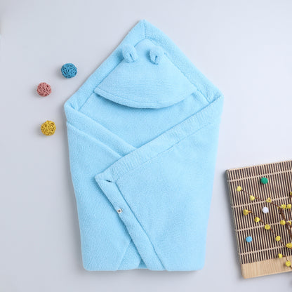 Yellow Apple Plush Baby Hooded Blanket | Ultra Soft Winter Baby Wrap with Ears