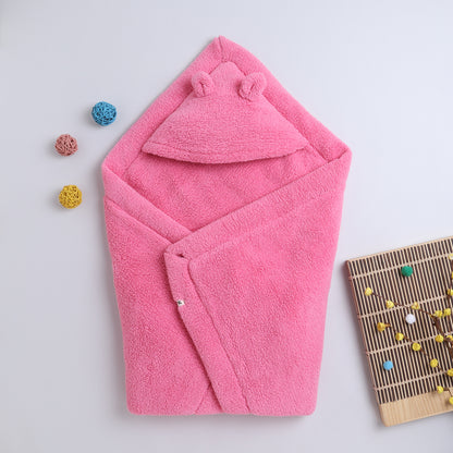 Yellow Apple Plush Baby Hooded Blanket | Ultra Soft Winter Baby Wrap with Ears