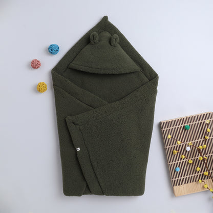 Yellow Apple Plush Baby Hooded Blanket | Ultra Soft Winter Baby Wrap with Ears