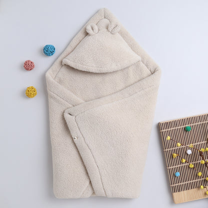 Yellow Apple Plush Baby Hooded Blanket | Ultra Soft Winter Baby Wrap with Ears