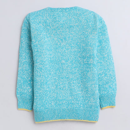 Yellow Apple Cozy Roar Girl’s Tiger Sweater – Aqua Blue Fun
