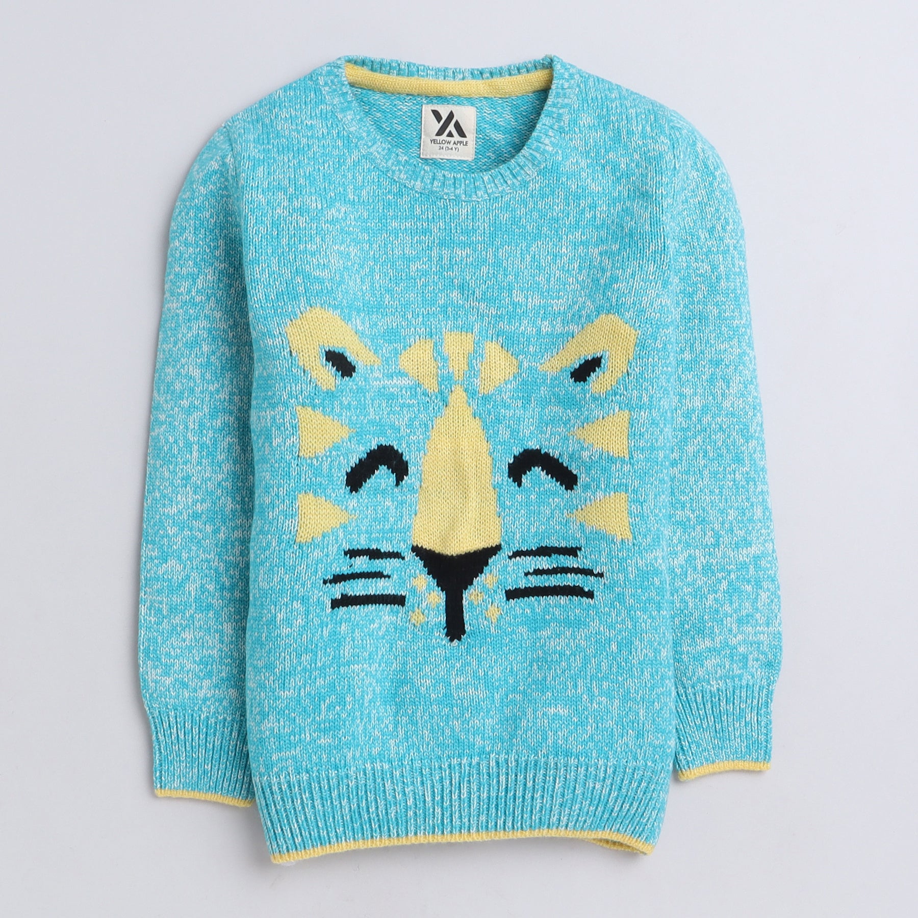 Cozy Roar Girl’s Tiger Sweater – Aqua Blue Fun