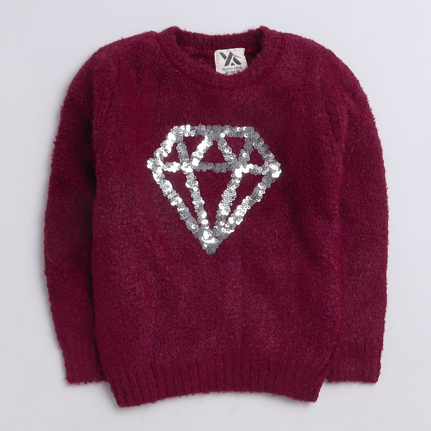 Yellow Apple Luxe Knit Sweater – Sparkle Style for Young Trendsetters