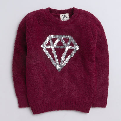 Yellow Apple Luxe Knit Sweater – Sparkle Style for Young Trendsetters