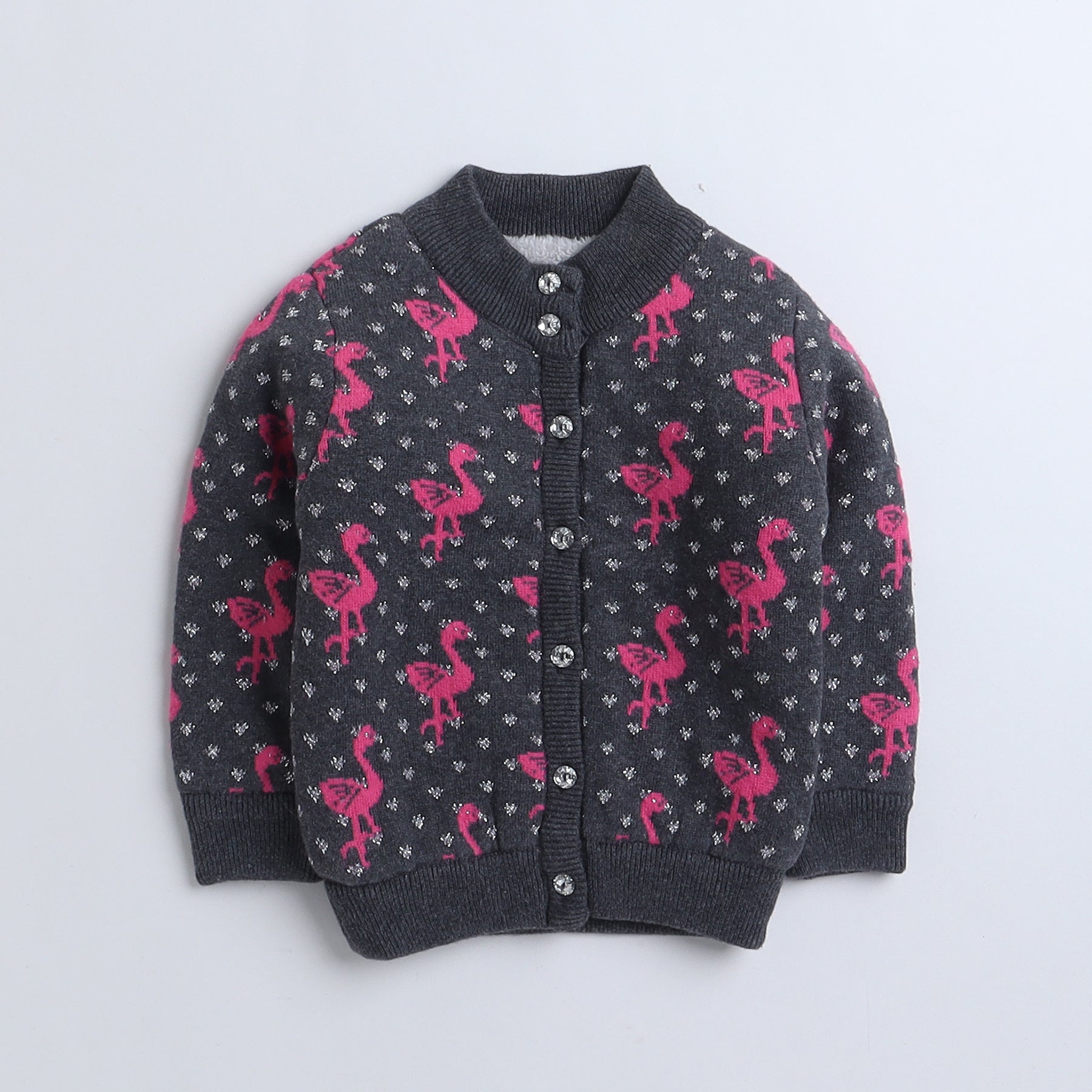 Baby Girls Embroidered High Neck White Sweater