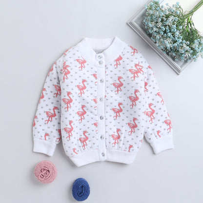 Baby Girls Embroidered High Neck White Sweater