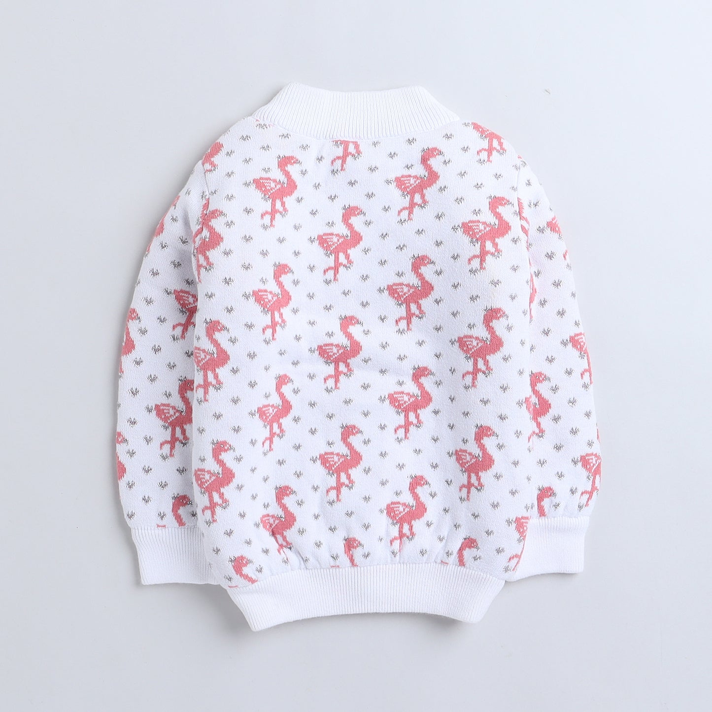 Baby Girls Embroidered High Neck White Sweater