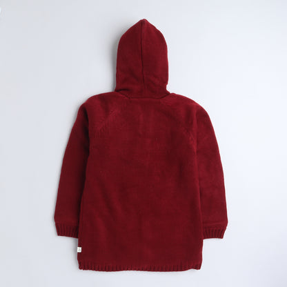 Baby Girls Self Design Hooded Neck Black Sweater