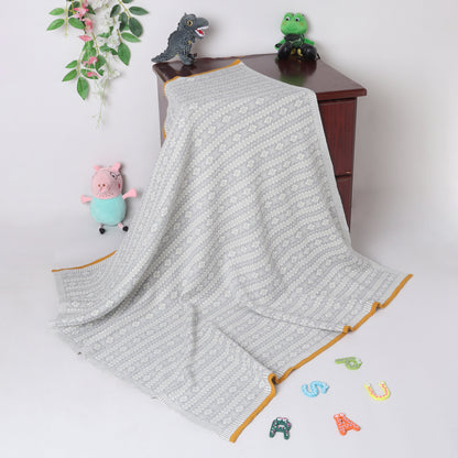 Yellow Apple Knitted Baby Blanket | Soft Warm Jacquard Baby Wrap for Newborns