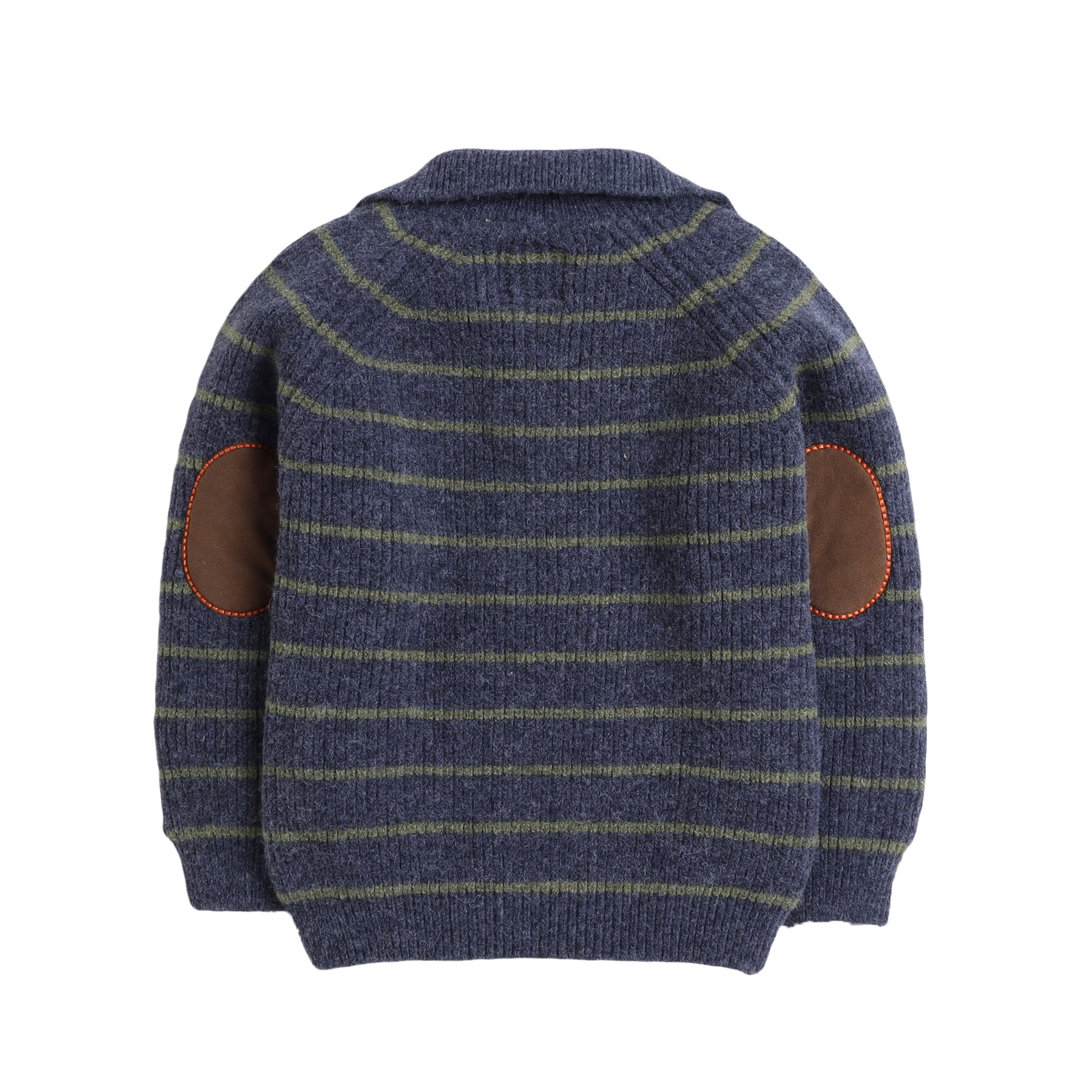 Boys Striped Knit Sweater | Soft Warm High Neck Quarter Zip Full Sleeve Winter Pullover | Cozy Kids Knitwear
