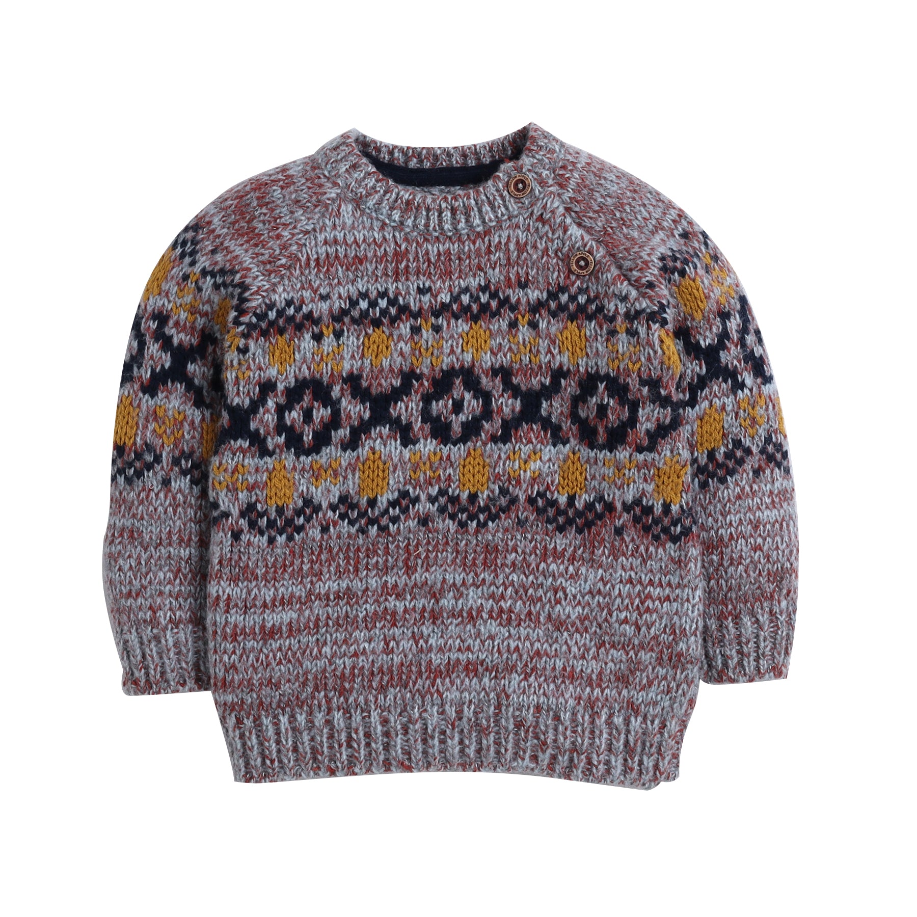 Boys Winter Fair Isle Knit Sweater | Soft Warm Round Neck Full Sleeve Wool Blend Pullover | Stylish Kids Winter Wear