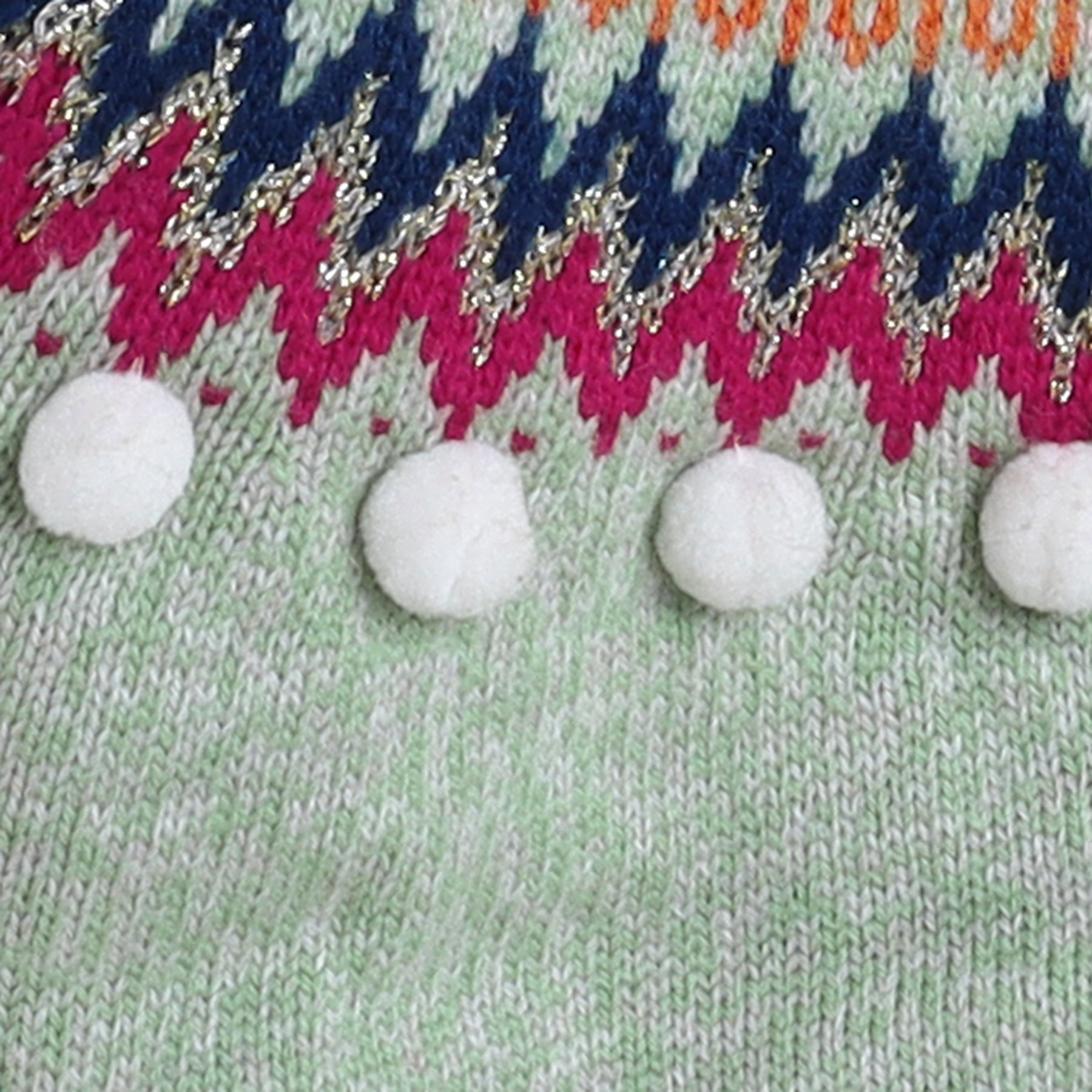 Knitted Hooded Sweater for Girls – Cozy Winter Cardigan with Pom-Poms & Nordic Pattern