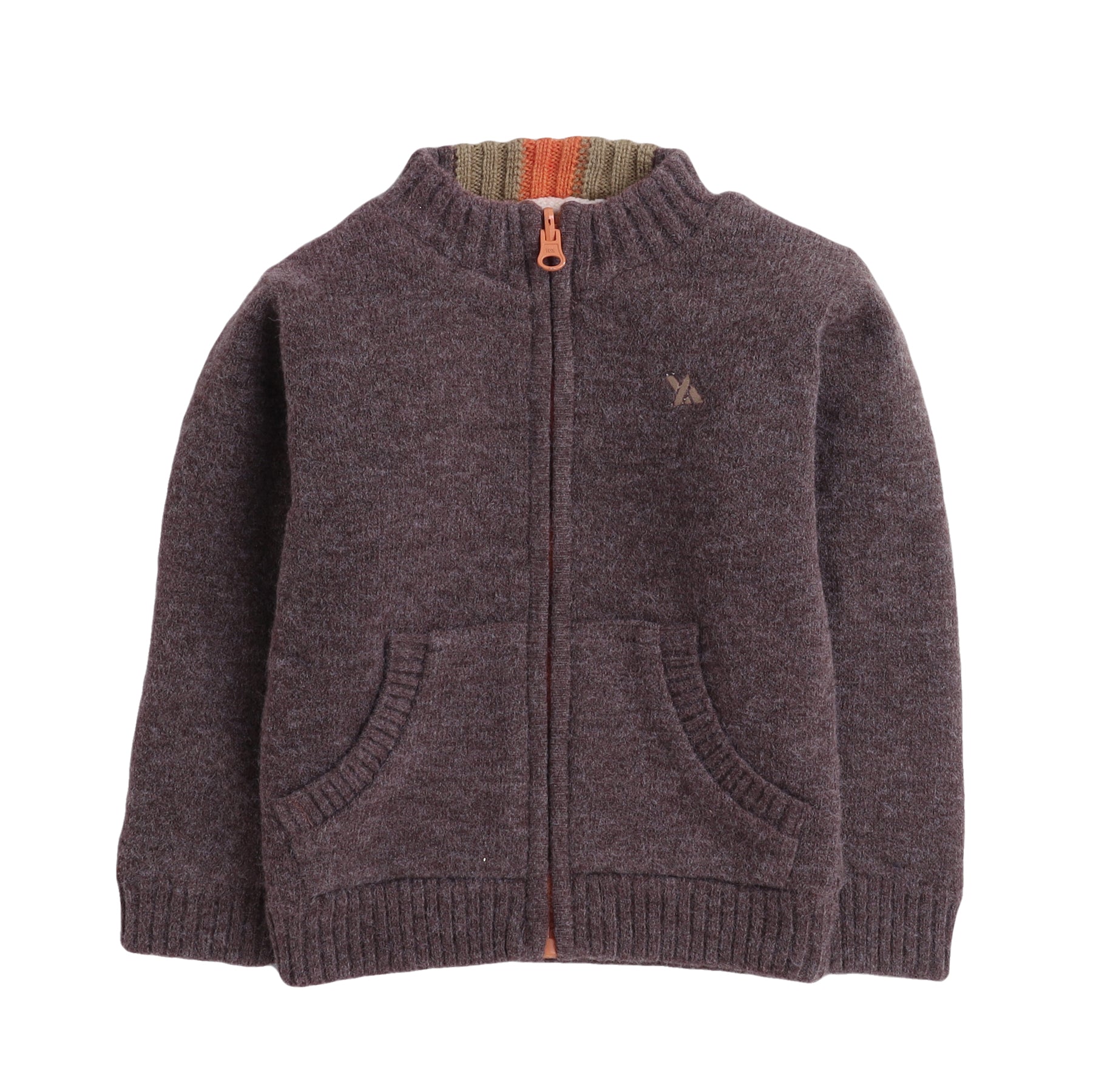 Boys Solid Knit Zip-Up Sweater | Soft Warm High Neck Full Sleeve Winter Cardigan with Front Pockets | Kids Winter Knitwear
