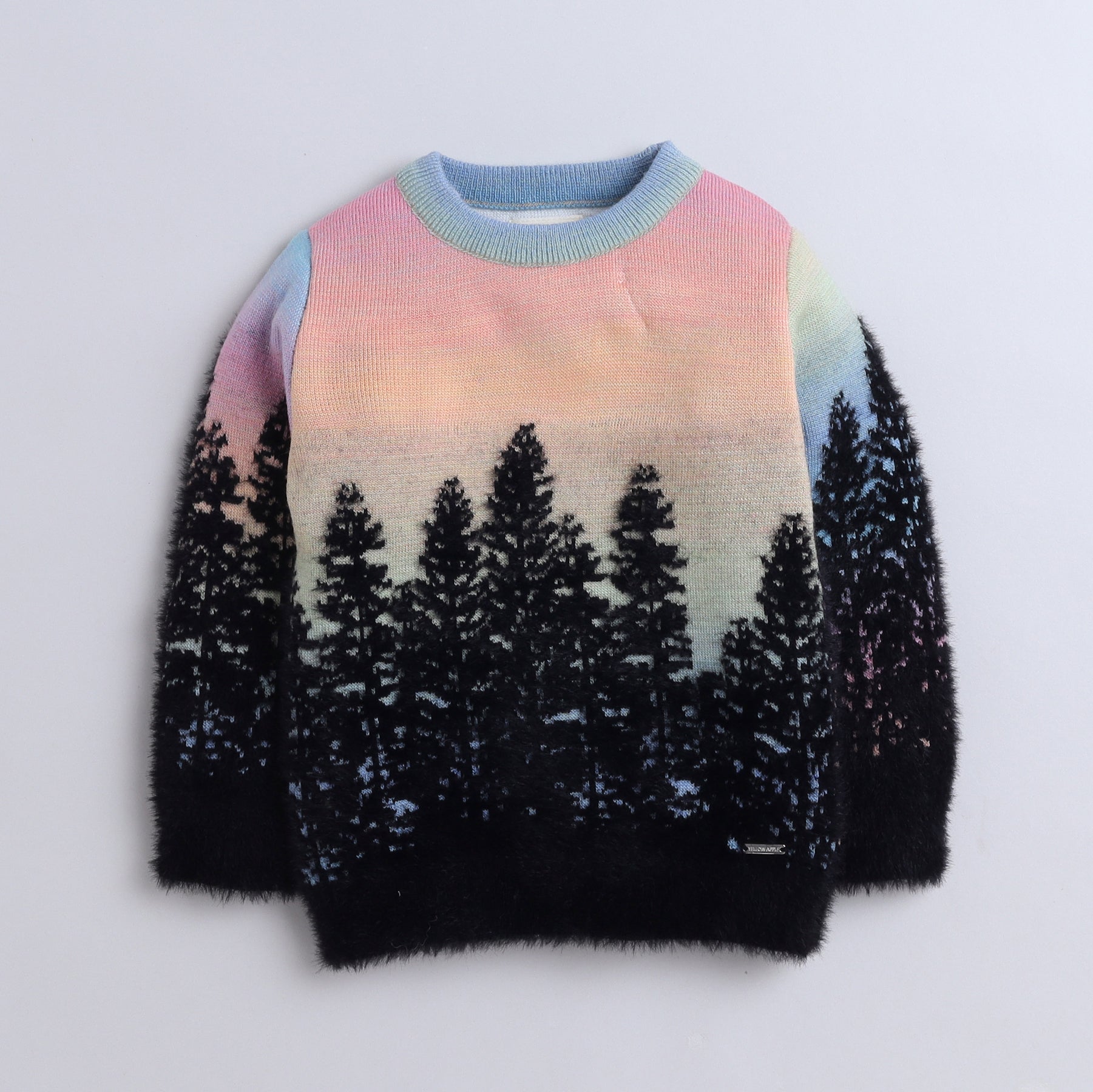 Girls Scenic Knit Sweater | Soft Warm Round Neck Full Sleeve Winter Pullover | Cozy Kids Winter Knitwear