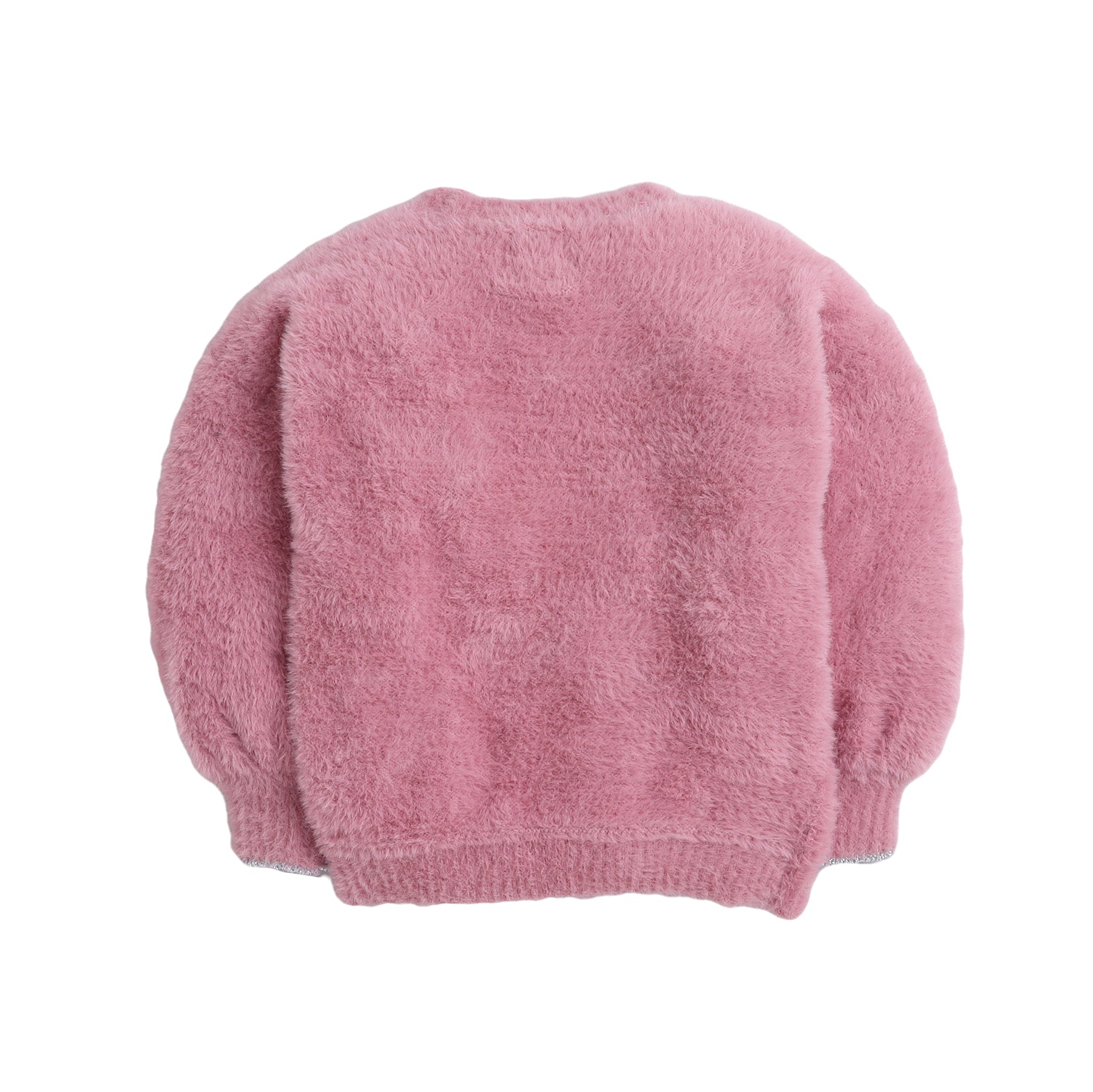 Girls Fuzzy Knit Sweater | Soft Warm Full Sleeve Round Neck Winter Pullover with Sequin Embellishment | Cozy Kids Winter Wear