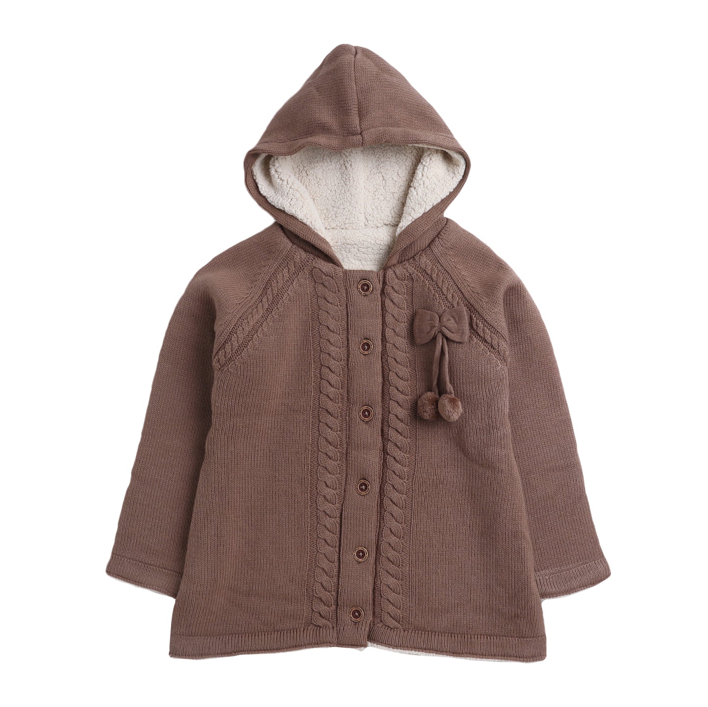 Baby Girls Self Design Hooded Neck  Sweater