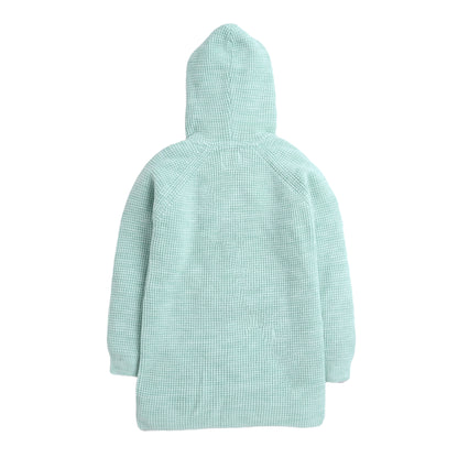Baby Girls Self Design Hooded Neck Sweater