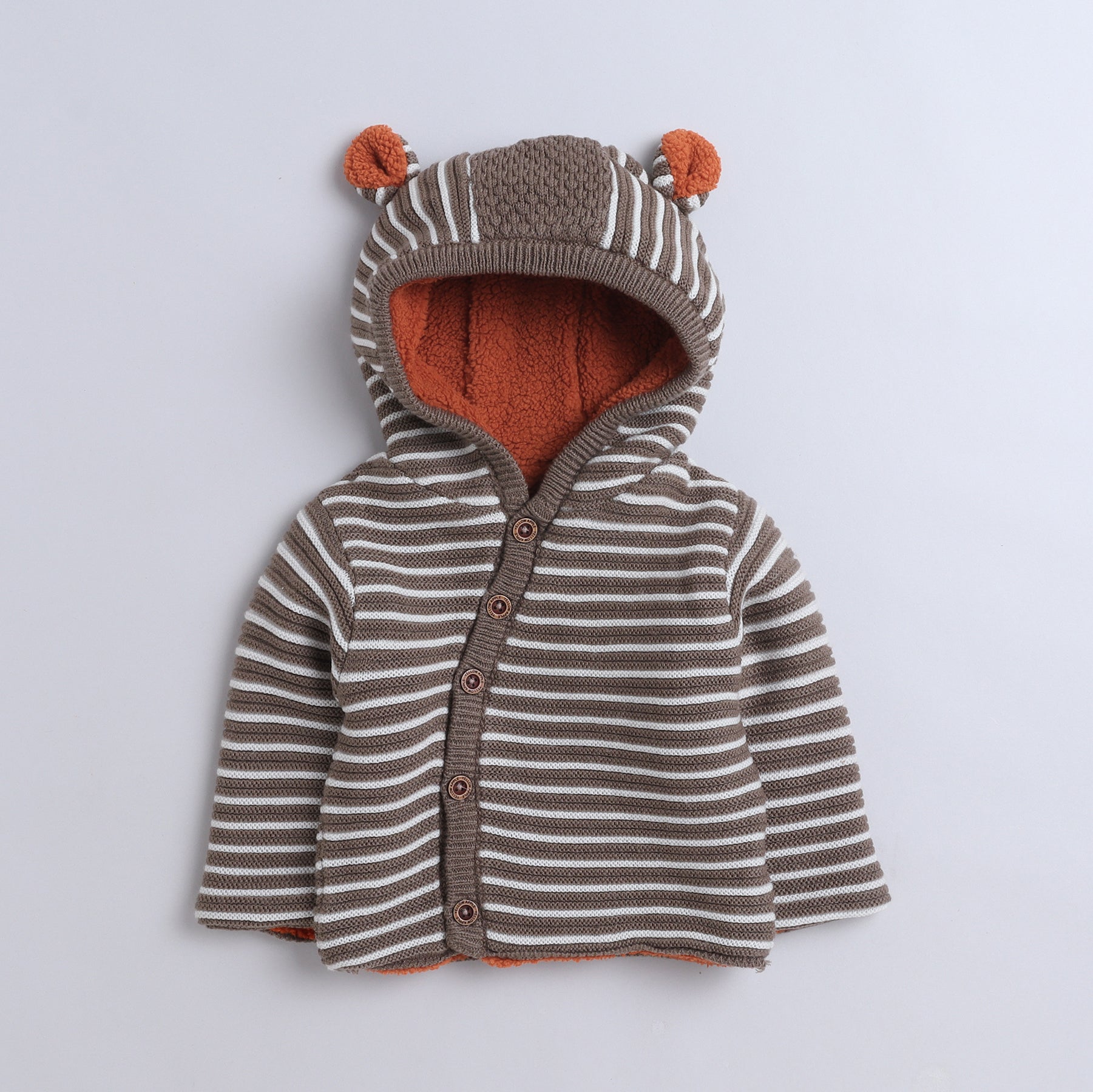Baby Winter Knitted Hooded Co-Ord Set with Fleece Lining | 2-Piece Warm Cardigan & Pants Set for Infants & Toddlers