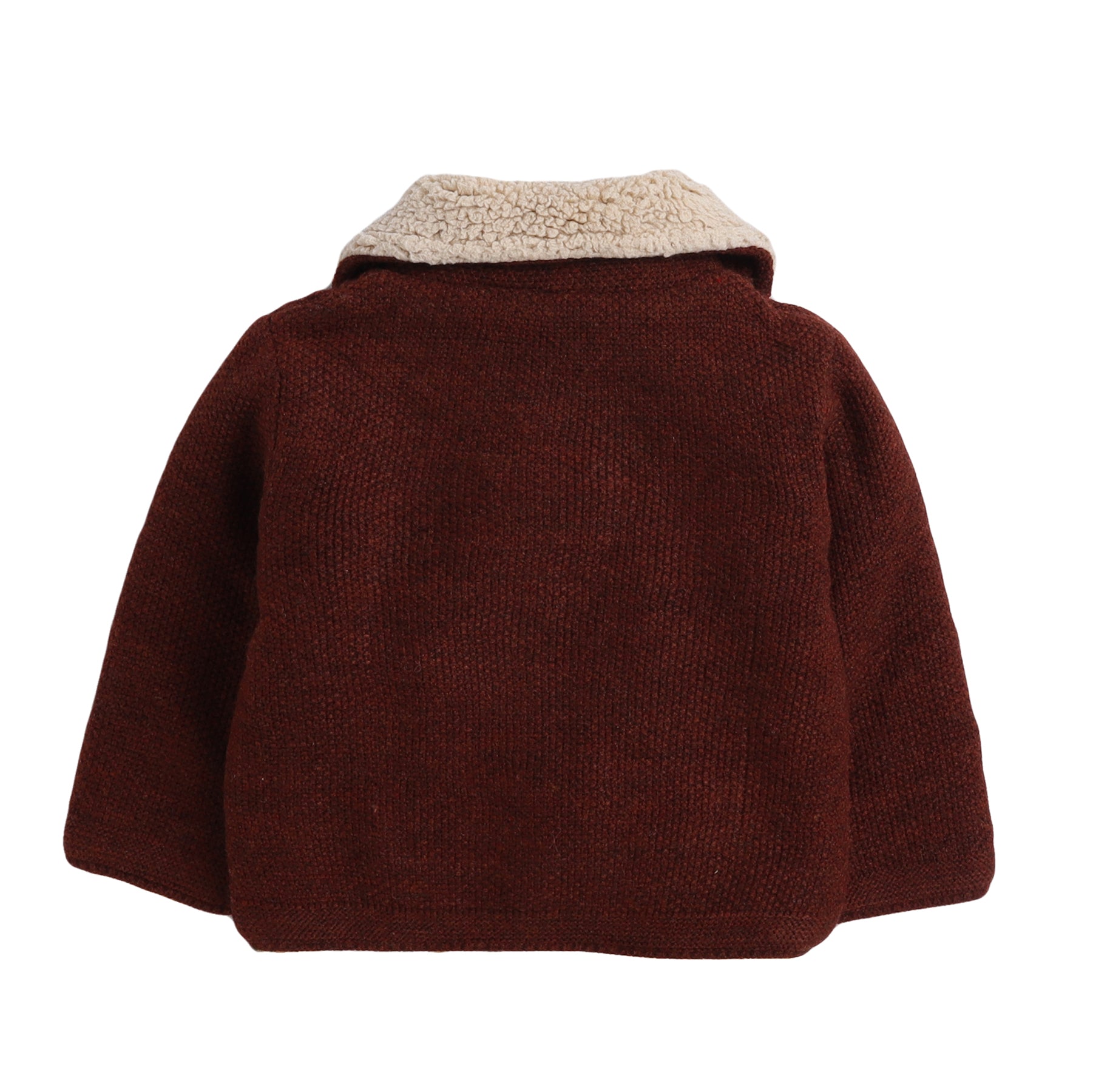 Baby 3-Piece Winter Knit Clothing Set | Soft Warm Sherpa Collar Cardigan, Knit Pants & Matching Beanie | Cozy Baby Winter Outfit