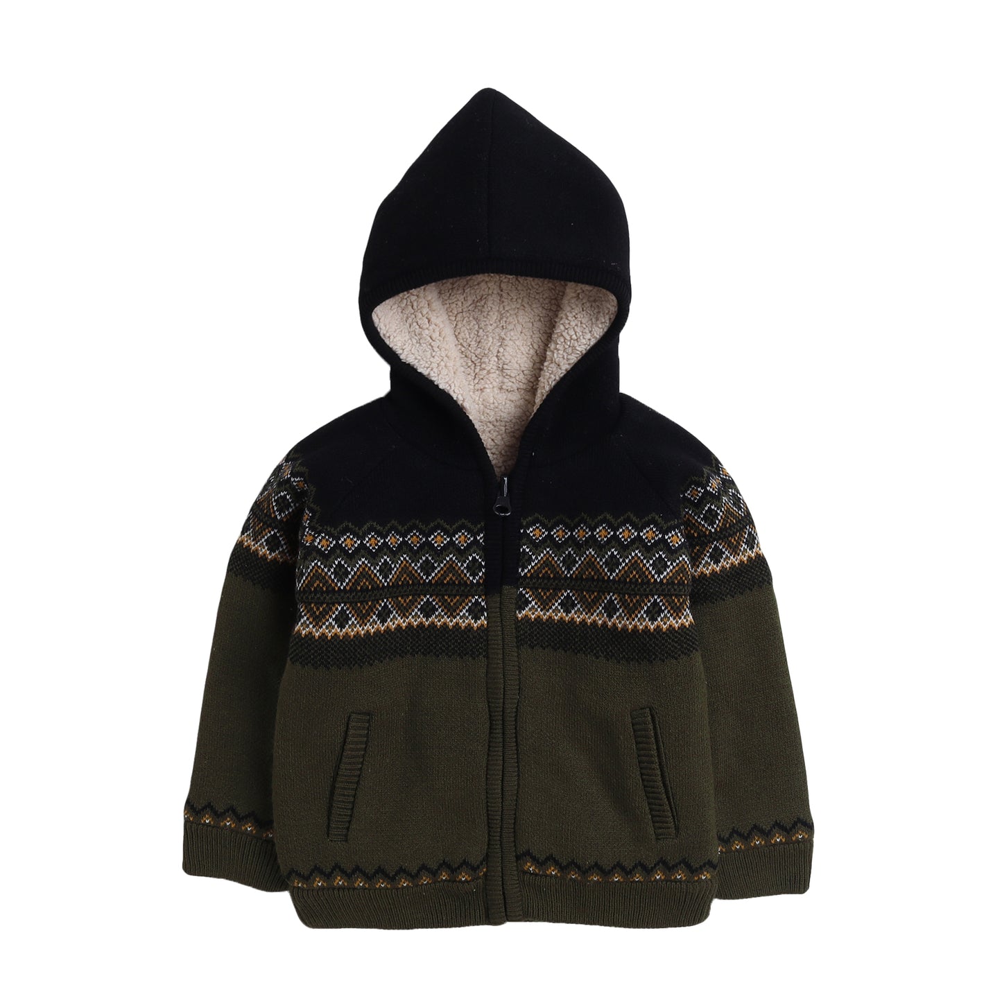Baby Boys Self Design Hooded Neck Sweater
