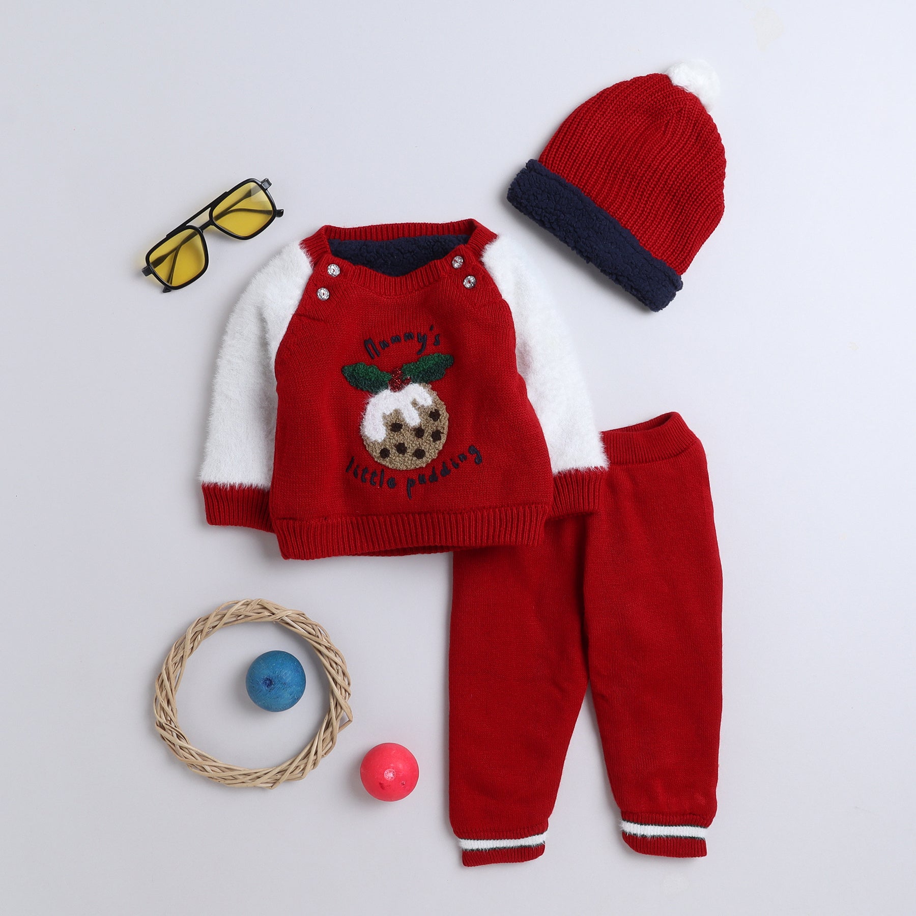 Adorable Knit Baby Set | 3-Piece Winter Outfit with Sweater, Pants & Hat