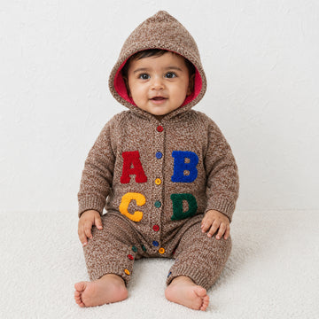 Baby Boys' Hooded Winter Romper Suit – Acrylic Outer with Polyester Inner Lining