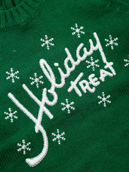 Yellow Apple-Knitted Sweater – Cozy Winter Wear for Girls | Festive Snowflake Design