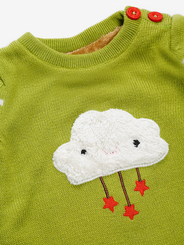 Babies Woolen Romper cute cloud Print With Inner Fleece