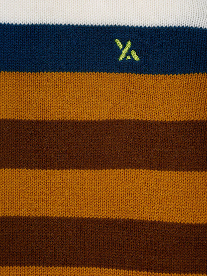 Yellow Apple- Trendy Striped Knit Sweater for Boys | Cozy Round-Neck Pullover | Winter Casual Wear