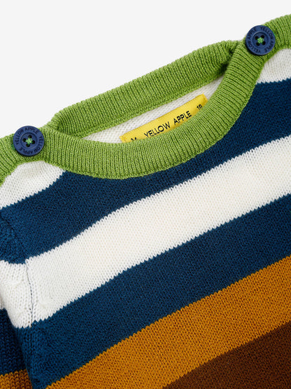Yellow Apple- Trendy Striped Knit Sweater for Boys | Cozy Round-Neck Pullover | Winter Casual Wear
