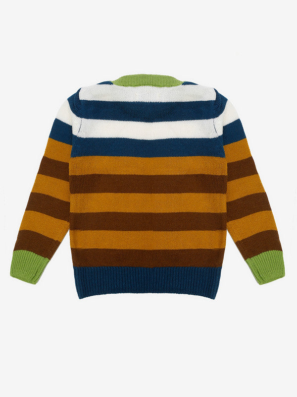 Yellow Apple- Trendy Striped Knit Sweater for Boys | Cozy Round-Neck Pullover | Winter Casual Wear