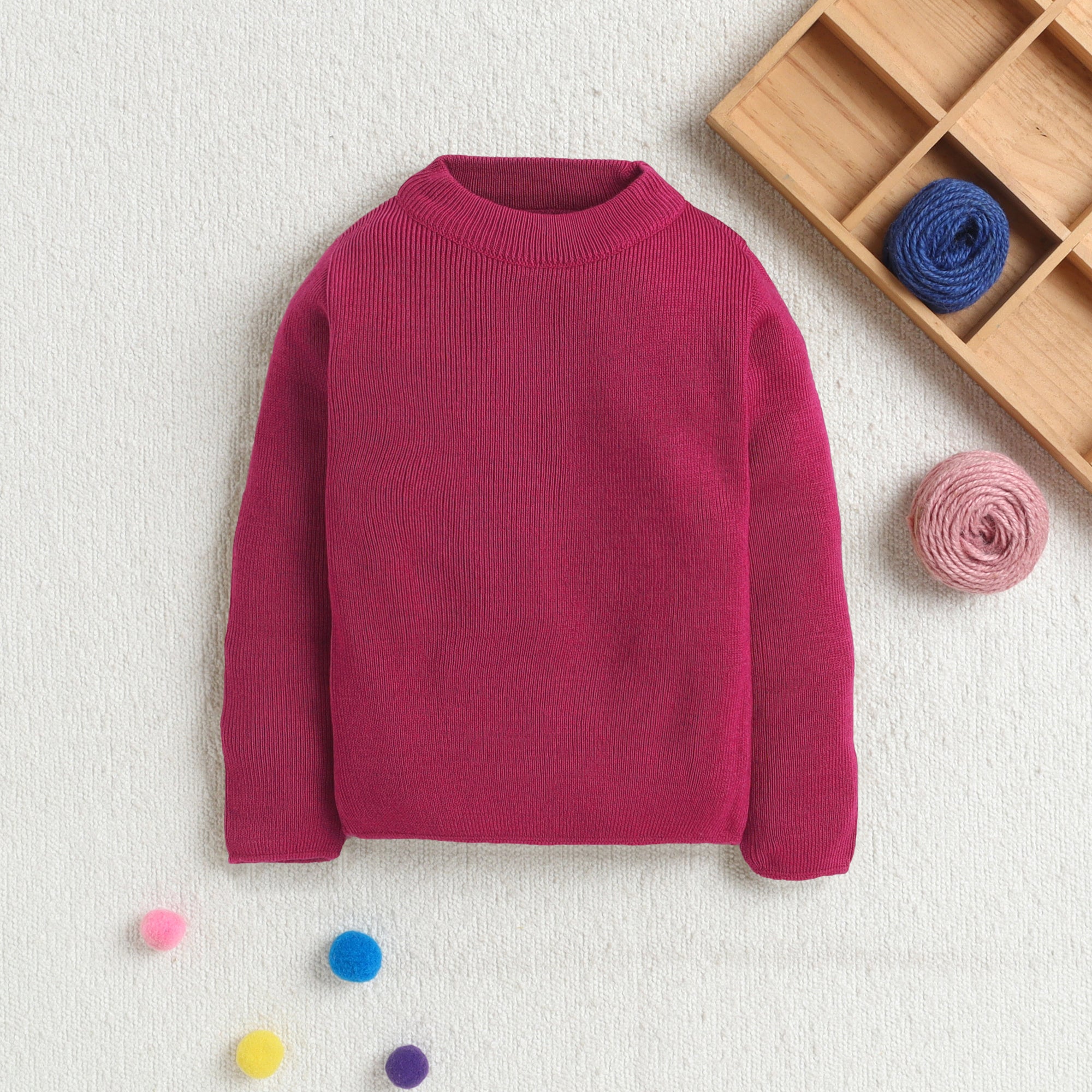 Unisex Baby & Kids Winter T-Neck Sweater | Warm Woollen Skivvy Pullover for Boys & Girls