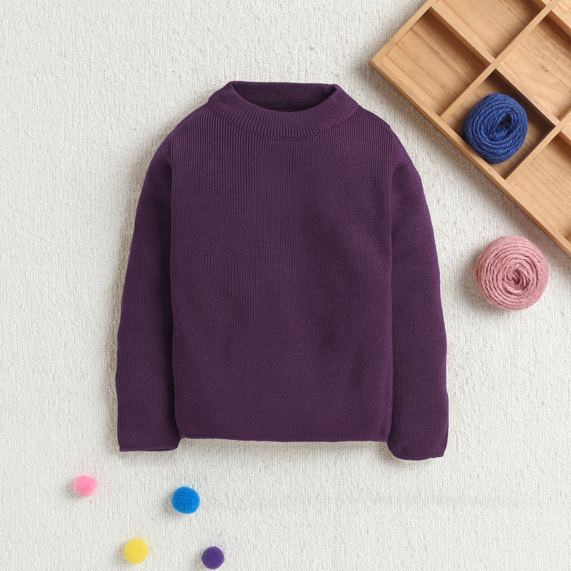 Unisex Baby & Kids Winter T-Neck Sweater | Warm Woollen Skivvy Pullover for Boys & Girls